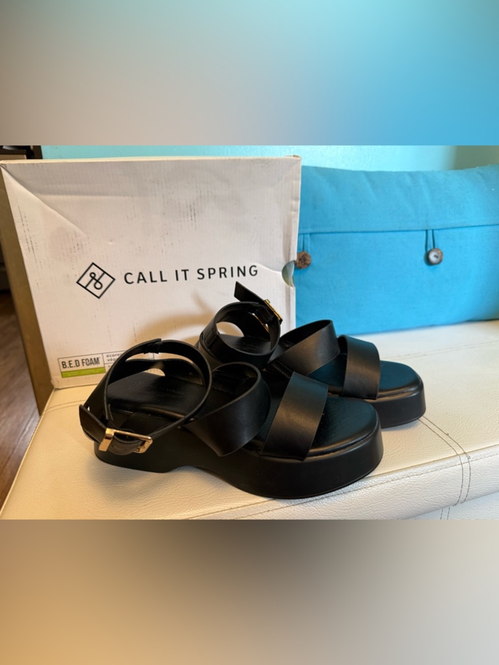 Call It Spring Black Platform Crisscross Ankle Strap Sandals